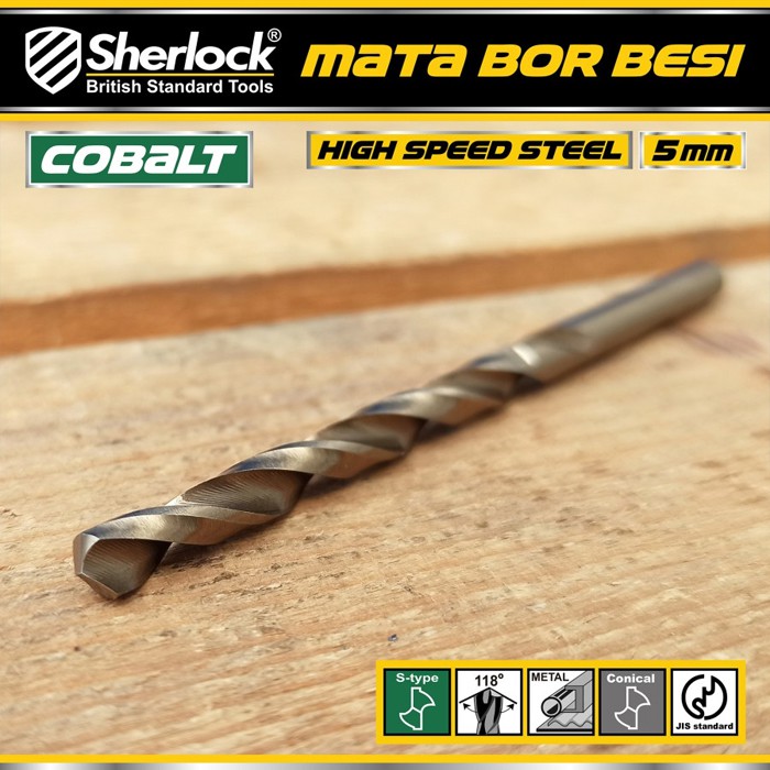 Mata Bor Besi 5 mm / Sherlock JIS Standard High Speed Steel Cobalt (1 Pcs)