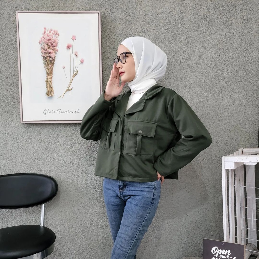 SANDRA CROOPE Jacket Berkancing Crewneck Oversize-Jacket Sweater Wanita Kekinian Termurah Korean Style