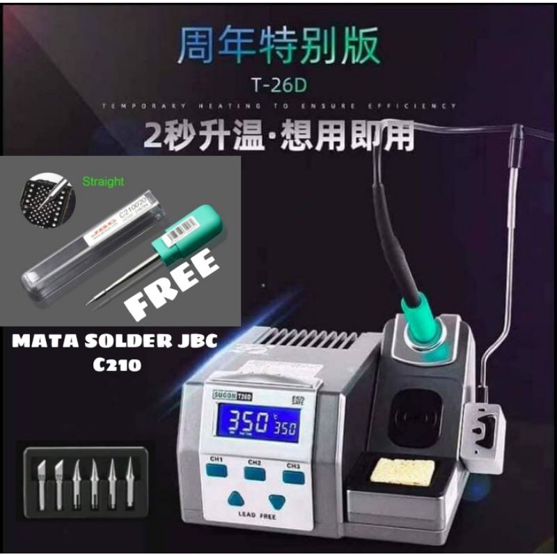 SOLDER STATION SUGON T26D FREE MATA JBC C210 ORIGINAL