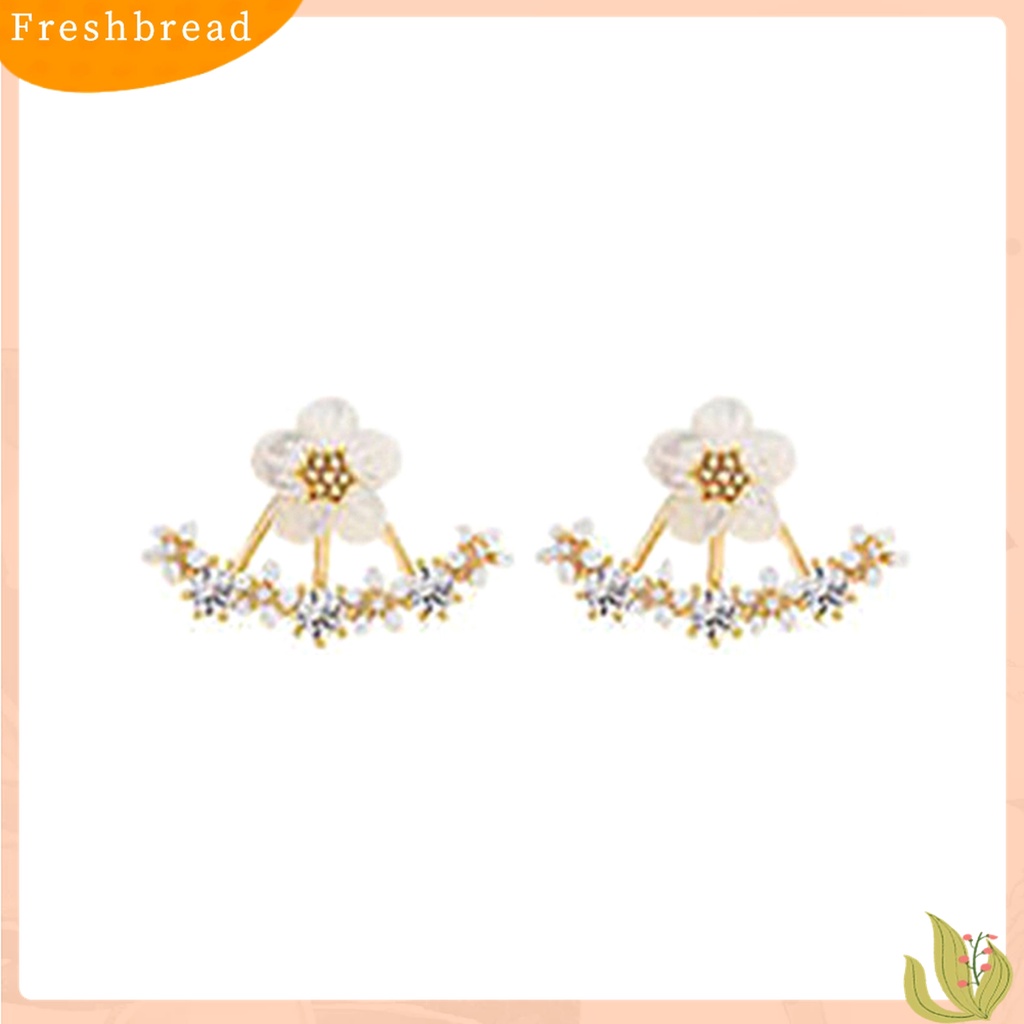 [Fresh] Anting Tusuk Motif Bunga Daisy Hias Berlian Imitasi Berkilau untuk Wanita