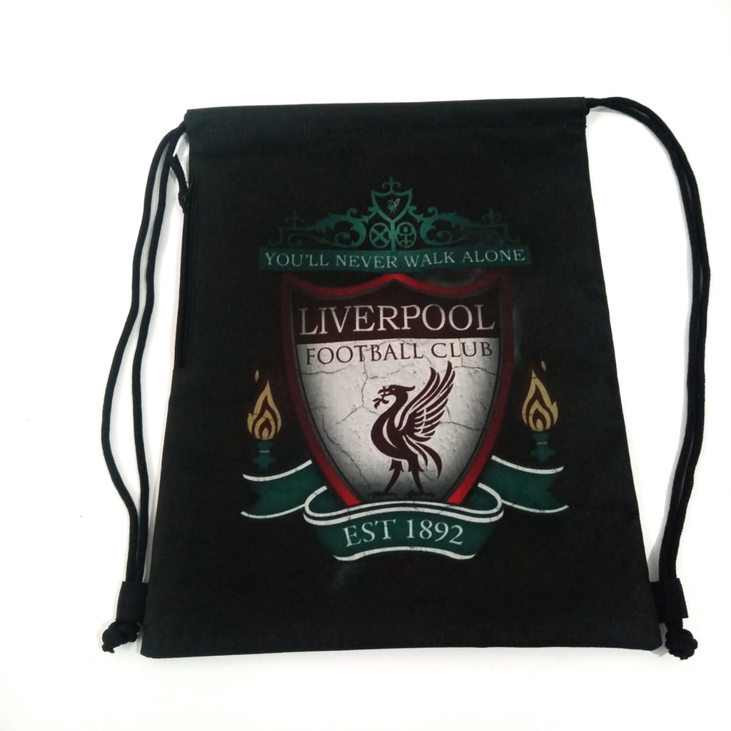 Tas Gymsack Tas Olahraga Tas Serut Tas Serut Ortuseight - Gymsack - String Bag - Tas Punggung - Tas Olahraga - Futsal Sepakbola Club Liverrpool hitam