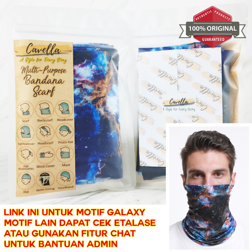 Multipurpose Bandana Mountain Scarf Headwear Buff - CAVELLA ORIGINAL - GALAXY