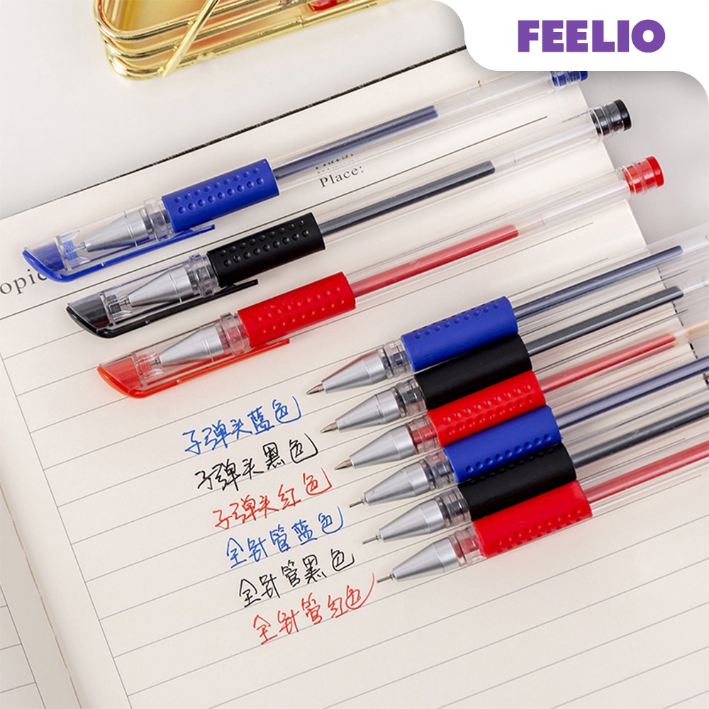 

FEELIO - Pulpen Pena Gel 0.5mm / Bolpen Bolpoin Cair Warna Hitam Biru & Merah Murah AT7