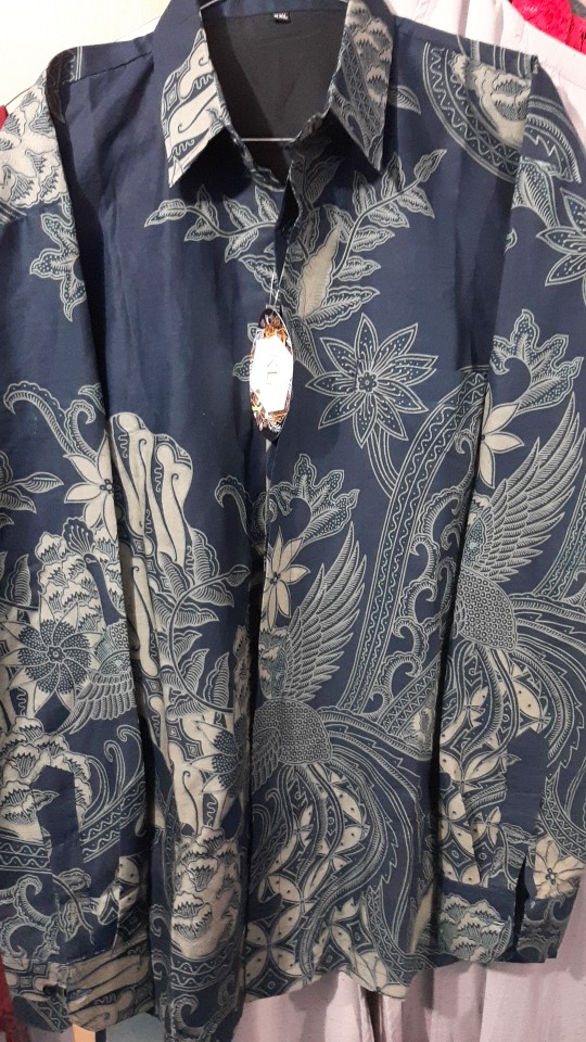 Ada Jumbo 7xl  Premium Batik Bigsize Xxxl Pria Lengan Panjang Varian Biru Solo Jumbo Big Size Xxxl 7
