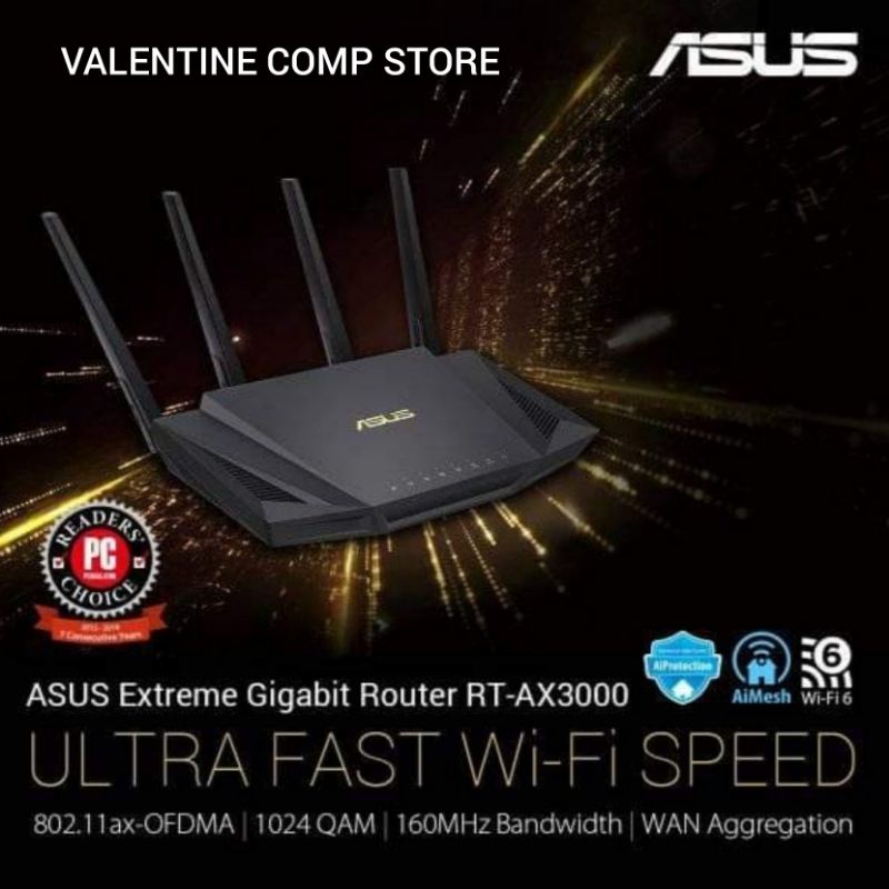 asus rt ax3000 dual band aimesh extreme gigabit router smart wifi6   asus official store surabaya  