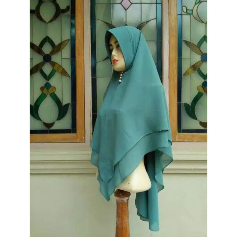 [ BISA COD] HIJAB CERUTY BABYDOLL 2 LAYER L JUMBO MODEL PINGUIN, KHIMAR CERUTY BABYDOLL 2 LAYER SIZE L JUMBO BISA BUAT SERAGAMAN