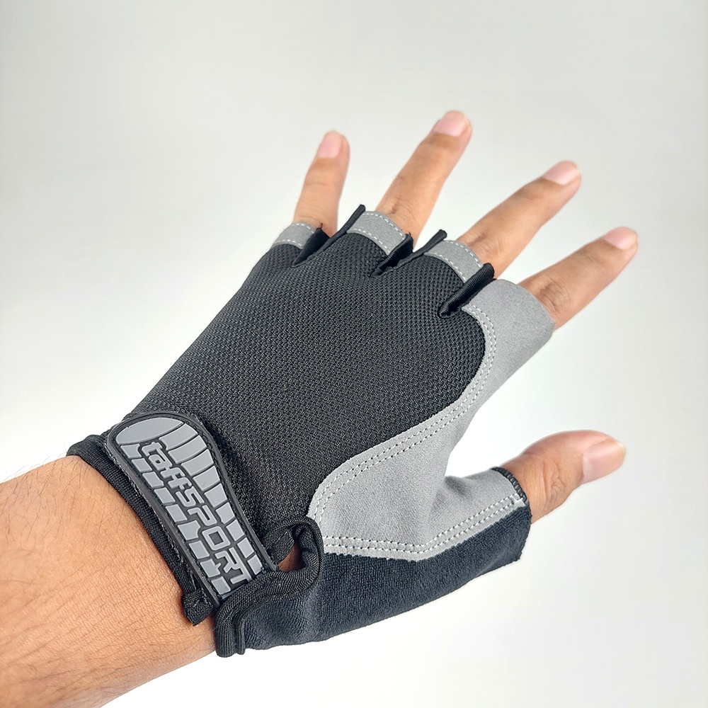 TaffSPORT Sarung Tangan Half Finger Sepeda Gym Size L - Black