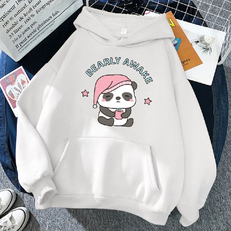 Hoodie JAKET SWEATER anak perempuan cewek wanita laki laki cowo unisex kartun motif Bearly awake BER