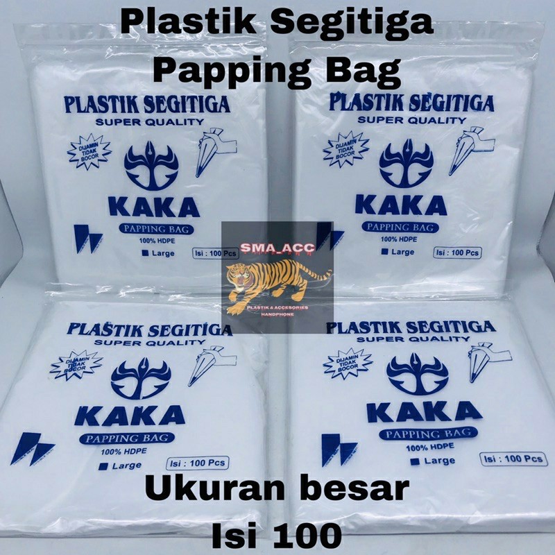 Plastik Segitiga Ukuran Besar/ Papping Bag Merk Kaka Isi 100 Pcs Double Seal