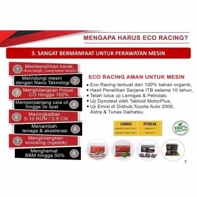 PRODUK ORIGINAL PT.BEST [WARNA DOFF] ECO RACING MOBIL BENSIN 1 BOX ISI 10 SACHET