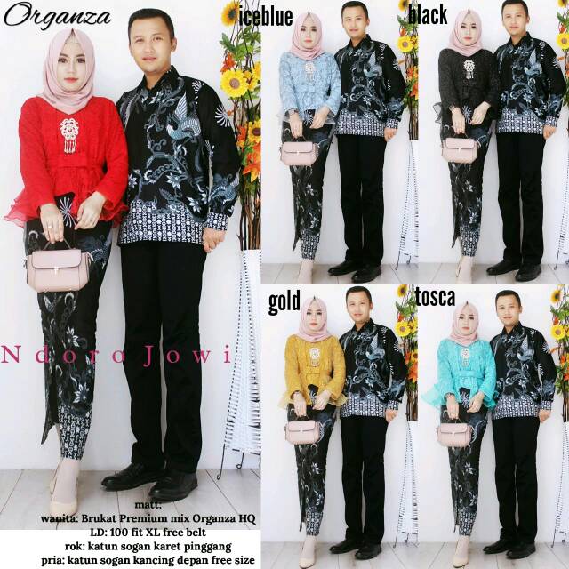 KEBAYA BRUKAT - Atasan brokat batik couple organza peplum baju muslim baju couple