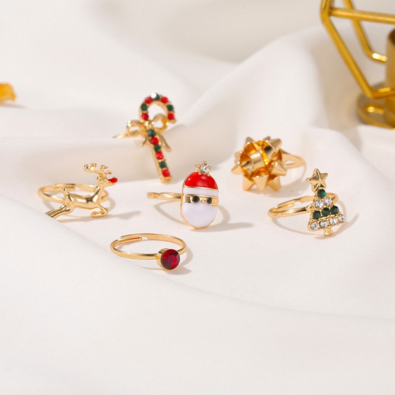 6pcs / Set Cincin Desain Santa Claus Untuk Dekorasi Natal