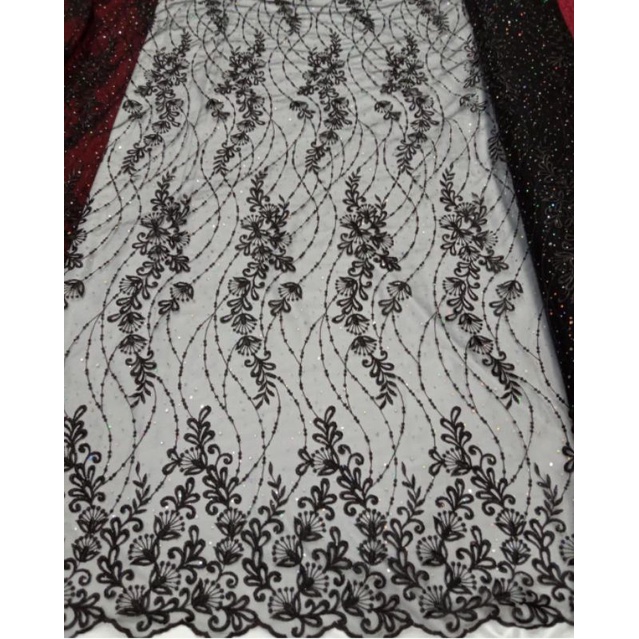 KAIN TILE PAYET/TILE BORDIR MUTIARA/BROKAT TILE DRESS/BRUKAT BORDIR/TILE METERAN/TILE GLITER 3D/KEBA