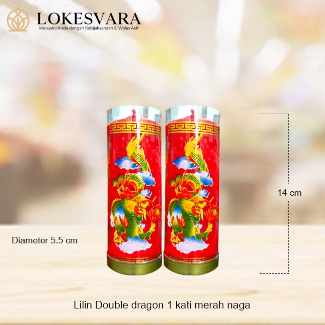 Lilin Puja Sembahyang Pilar 1 Kati/Kin Double Dragon