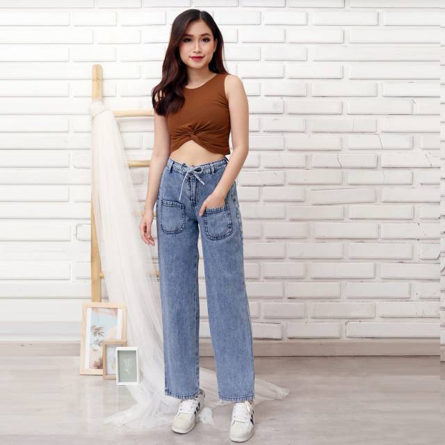 FWR - CELANA BOYFRIEND JEANS KARET ALLSIZE SANDRA