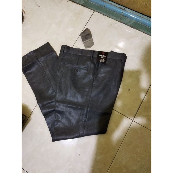Celana Bahan Dasar Mengkilap Metalik Slimfit Kerja Kantor Formal / NDS