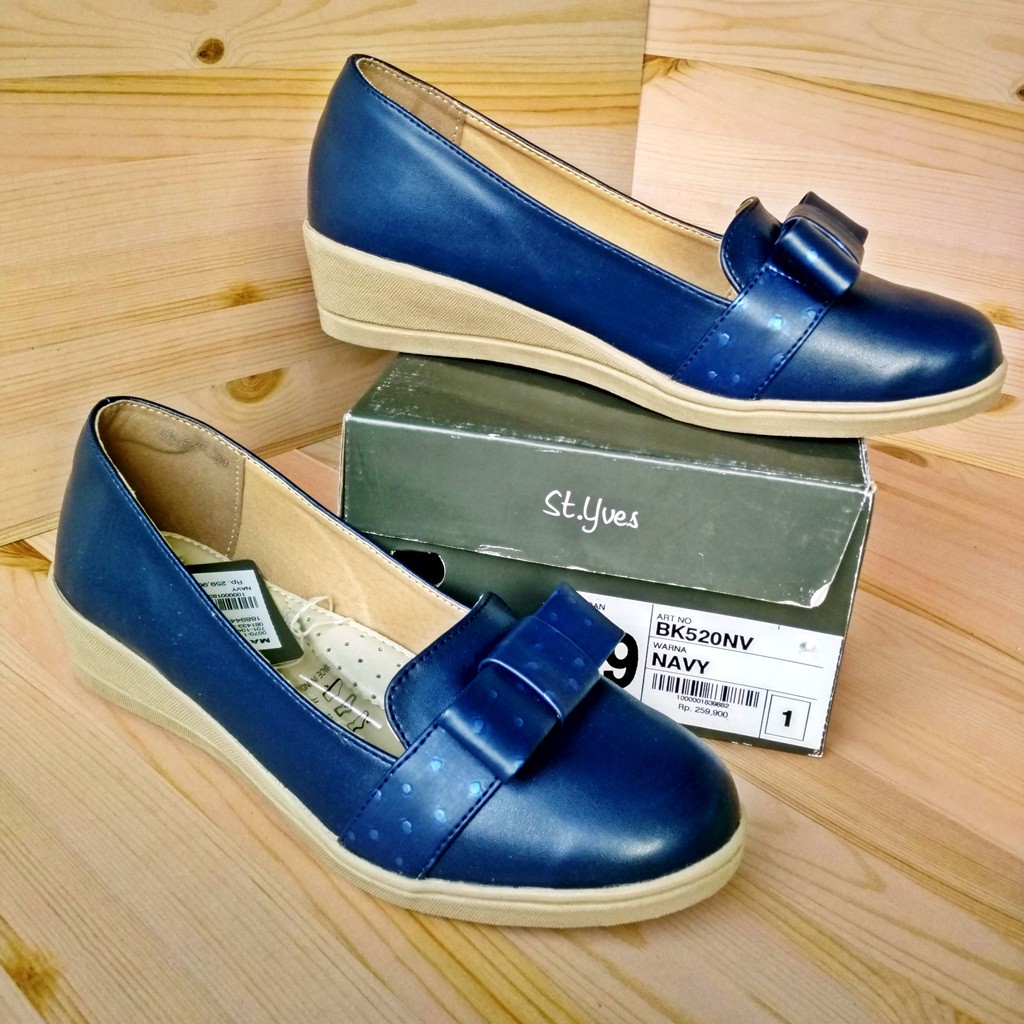 St.Yves BK520NV Sepatu Flat Slip On Pita Navy Casual Wanita Wedges Original Matahari