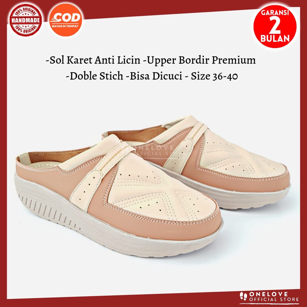 Sepatu One Love Sepatu Wedges Wanita Selop Original / Sepatu Bustong Wedges Wanita Casual Model Terb