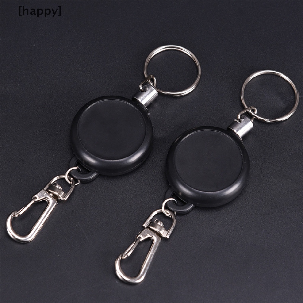 HA Retractable Key Chain Reel Steel Cord Recoil Belt Ring Badge Pass ID Card Holder ID