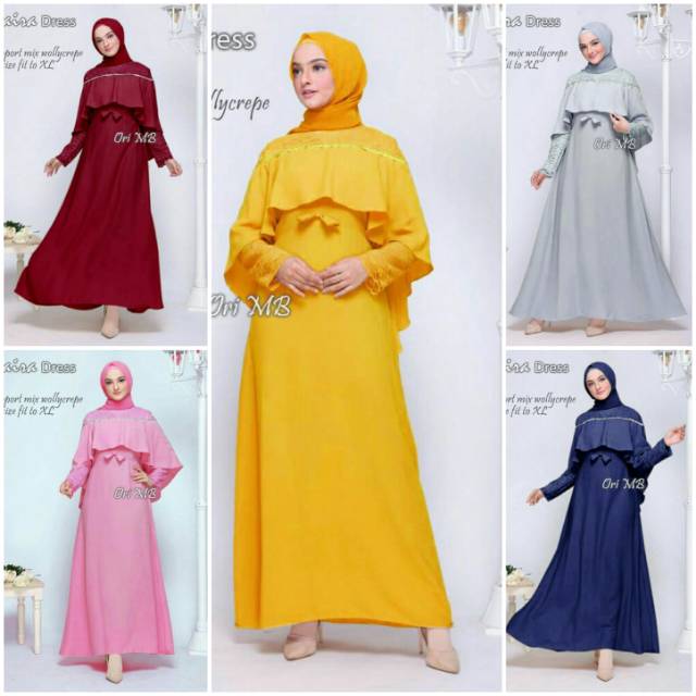 Long dress brukat cape mutiara maira