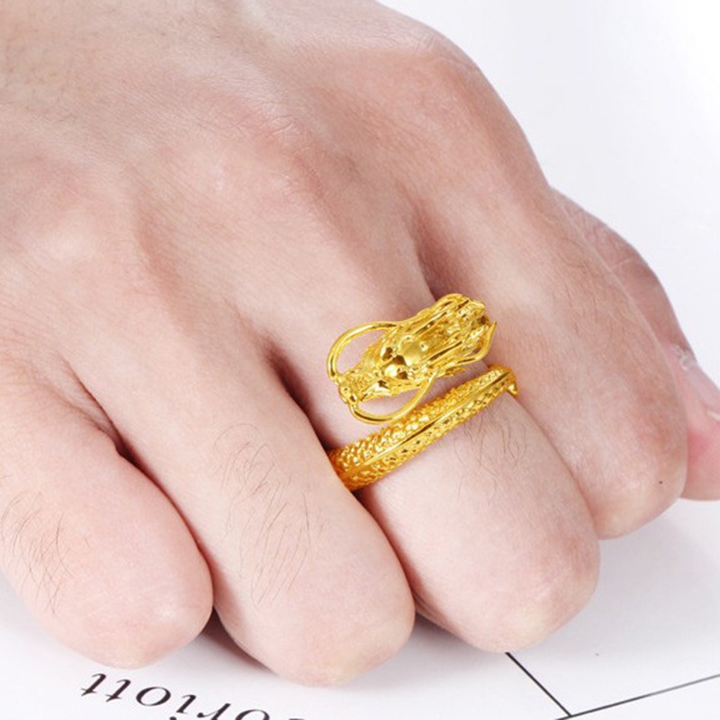 Cincin Emas 24k Model Timbul Campur Dapat Disesuaikan Untuk Pria