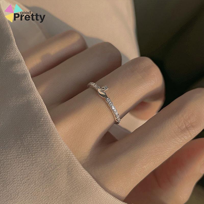 Cincin Jari Telunjuk Bentuk Angsa Kecil Model Terbuka Untuk Wanita - PD