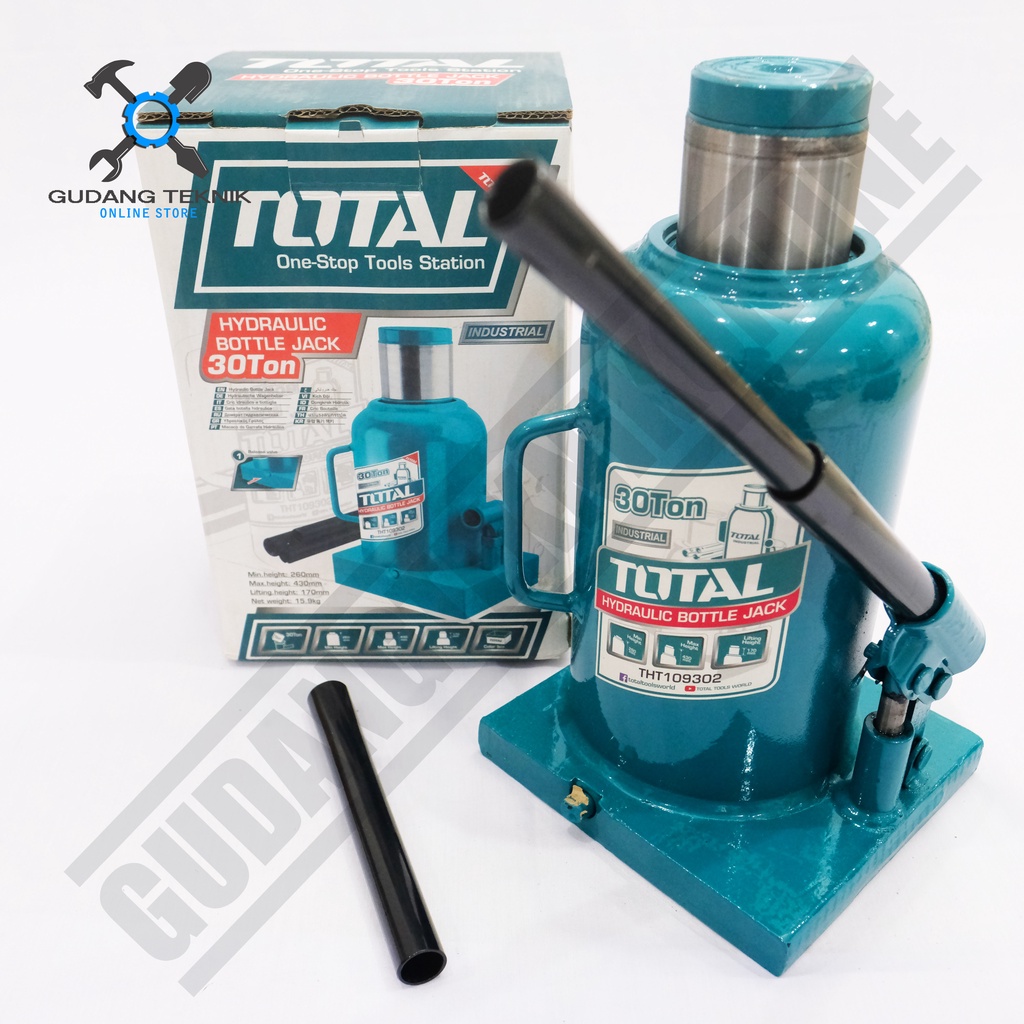 Dongkrak Botol 30 Ton TOTAL THT109302 / Hydraulic Jack 30T TOTAL - Dongkrak Hidrolik THT 109302