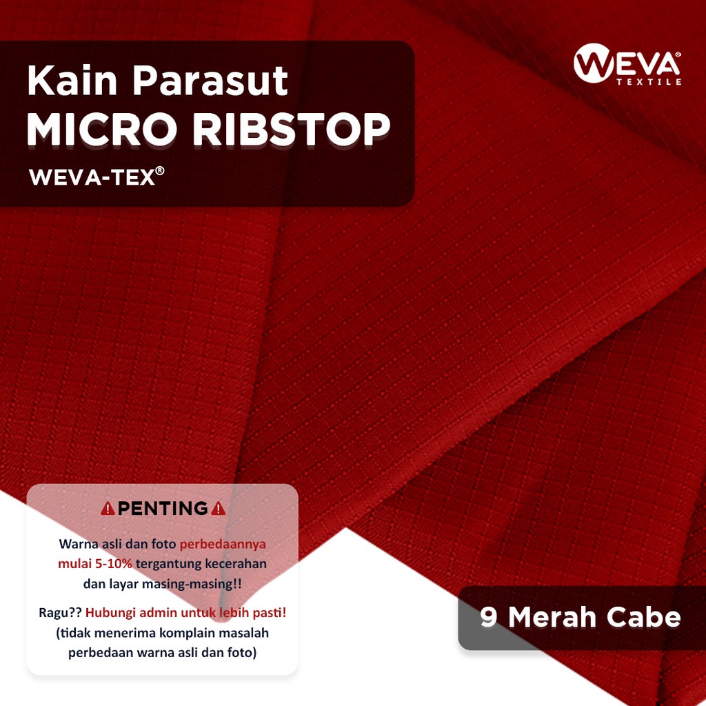 Bahan Kain Micro Ribstop Kain Jaket Parasut Waterproof Merah Cabe