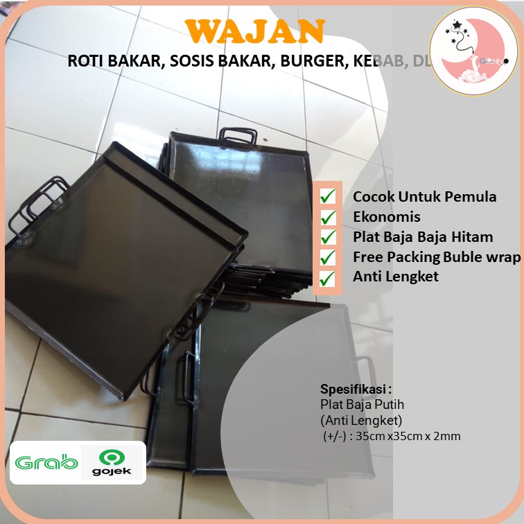 Wajan Datar Roti Sosis kebab Bakar 35x35 cm tebal