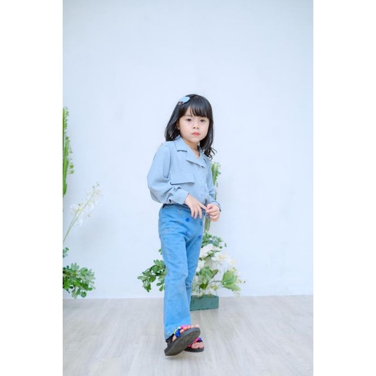 Camelia Kids Top by Keenanthi / Kemeja Crincle Anak / Kemeja Airflow Anak / Kemeja Anak / Atasan Anak / Kemeja Pocket Anak