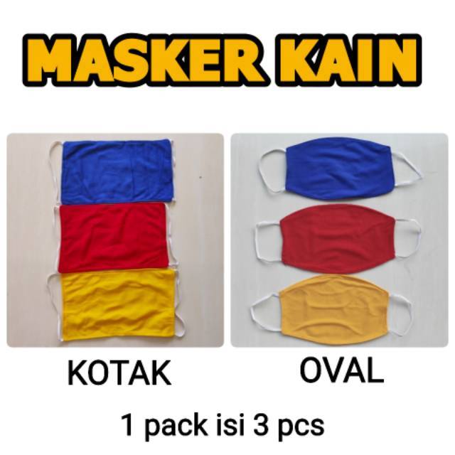 Masker Kain isi 3 pcs Tali Karet 2 Lapis Earloop