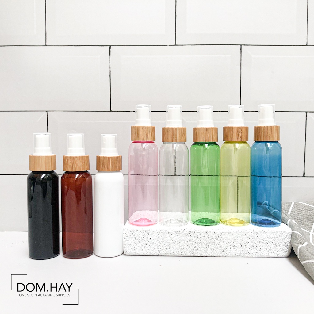 100ml Botol Spray Wood Bambu  Bathroom Bottle Aesthetic Luxury Elegant Botol Plastik Mist Spray Bamb