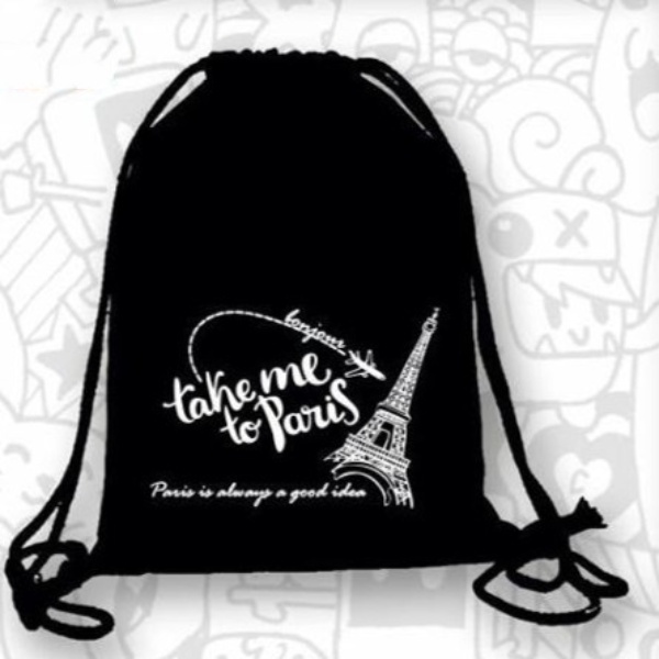 Tas Serut Rasel Drawstring Bag TAHE ME TO PARIS - Tas Serut Futsal Dan Olahraga - PURANGSAKATO_SHOP.