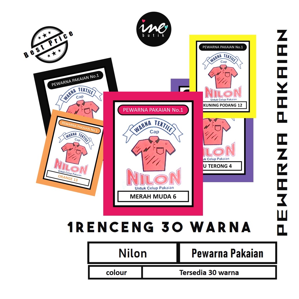 30 WARNA WANTEK RENCENGAN ISI 300 SACHET | WANTEK NILON