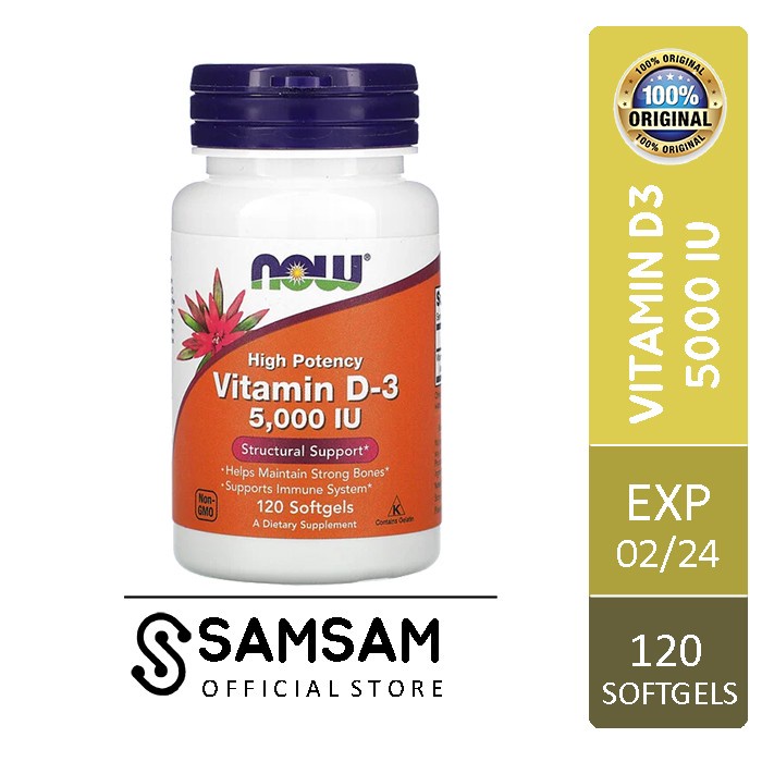 Now Foods Vitamin D3 5000 IU isi 120 Tablet