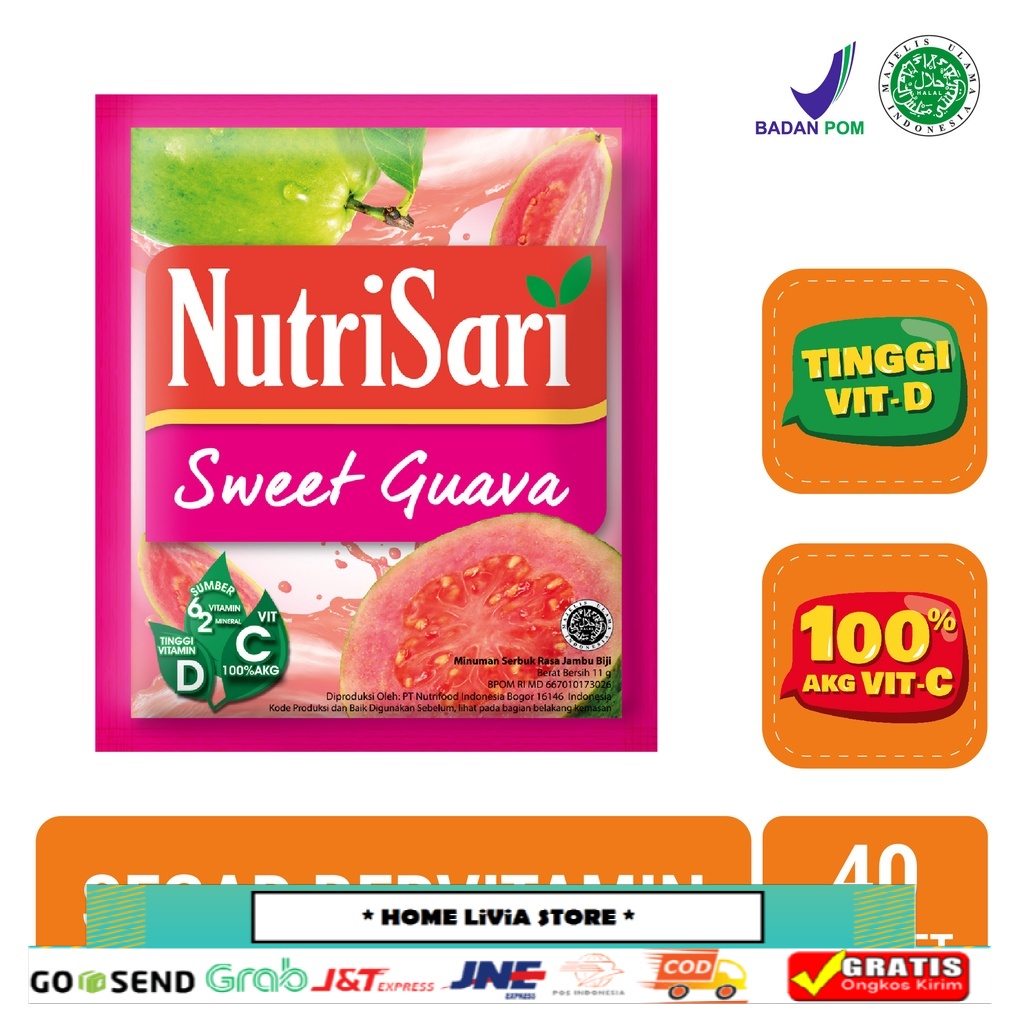 

NutriSari Sweet Guava 40 Sachet - Minuman Buah Vitamin C