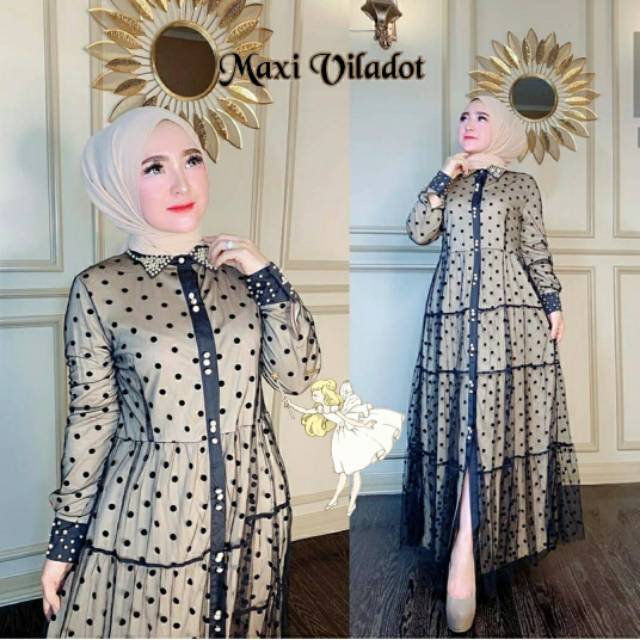 MAXY DRESS VILADOT | ADA BIGSIZE JUMBO LD110 PAKAIAN GAMIS FASHION MUSLIM MURAH TILE POLKADOT TOP
