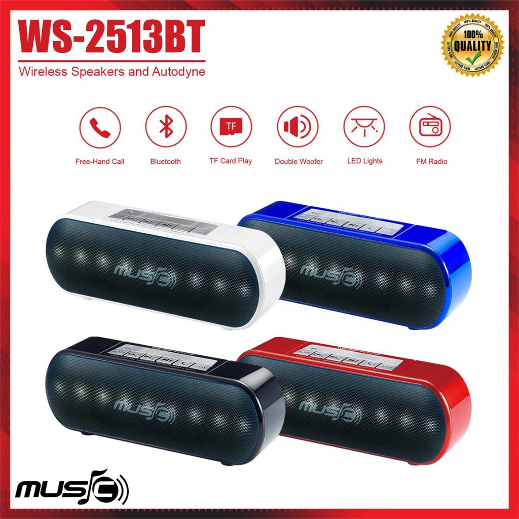 Speaker Bluetooth WSTER WS 2513 BT Speaker Wireless Portable Speaker Aktif LED Flashlight SUPER BASS High Quality