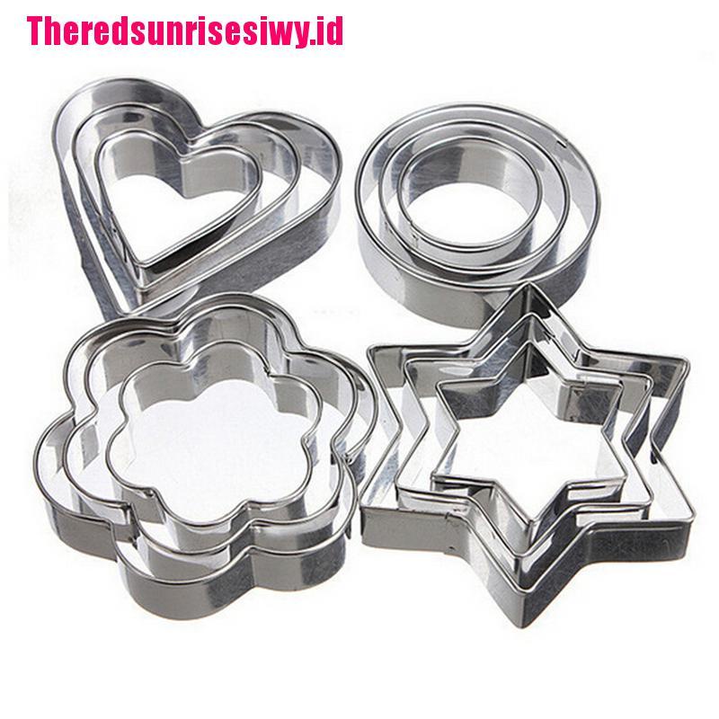 1 Set / 12pcs Cetakan Adonan Kue Cookie &amp; Telur Bahan Stainless Steel