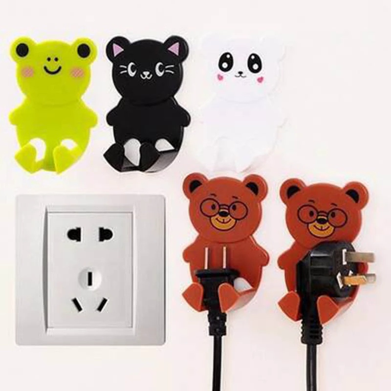 [Cute Cartoon Power Cord Plug Bracket] [Self-adhesive Non-perforated Data Cable Storage Hangers] [Grocery &amp; Key &amp; Bathroom Towel Storage Hooks]