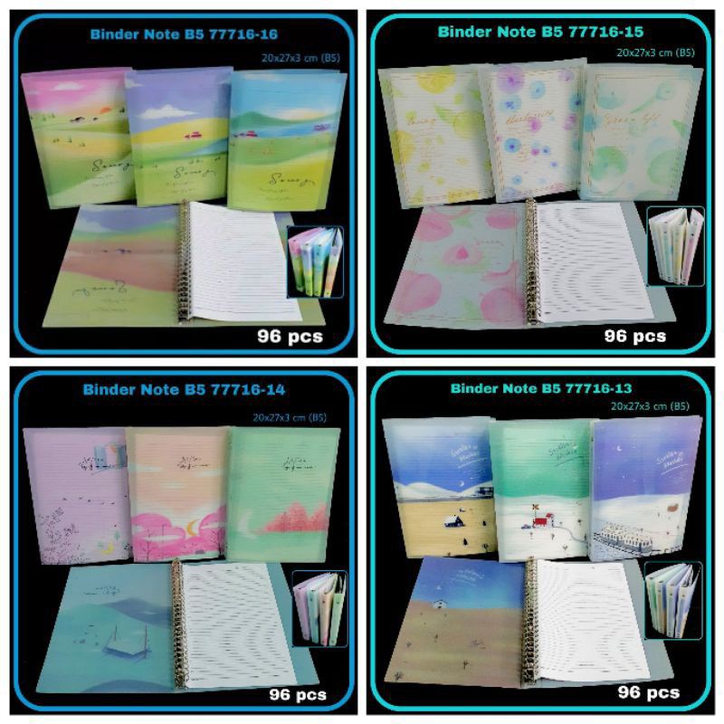 

Binder Ukuran B5/ Cover lentur/ 26 Ring hold/ isi ulang binder