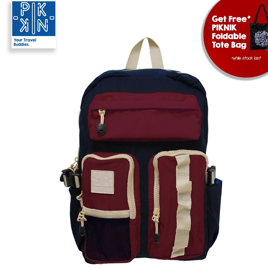 Tas Ransel / Tas Travel / Backpack Piknik Colombo ( Navy Maroon ) + Totebag-2