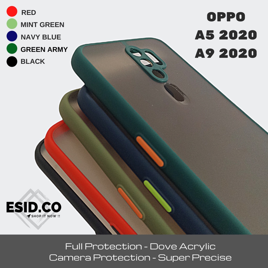 Case Oppo A5 A9 2020 Camera Protection Frosted Acrylic Dove Matte