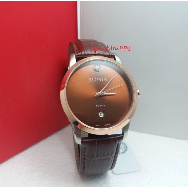 WatchHappy Bonia BNR180-2342 BNR 180 BNR180 Men Watch Brown Dial Leather Brown Analog 100% Original