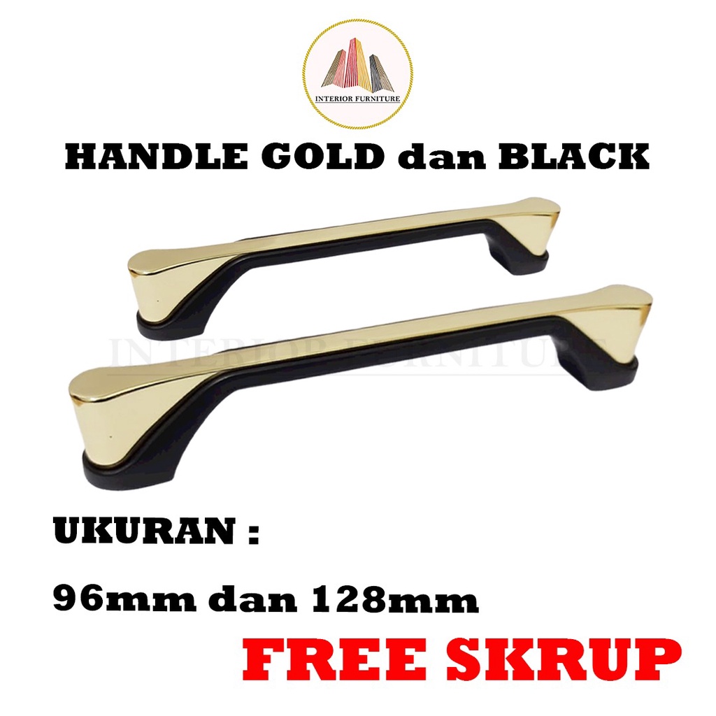 Handle Gold Hitam Handle Emas Hitam Tarikan Laci Minimalis Gagang Pintu Lemari 8103 96 mm &amp; 128 MM.