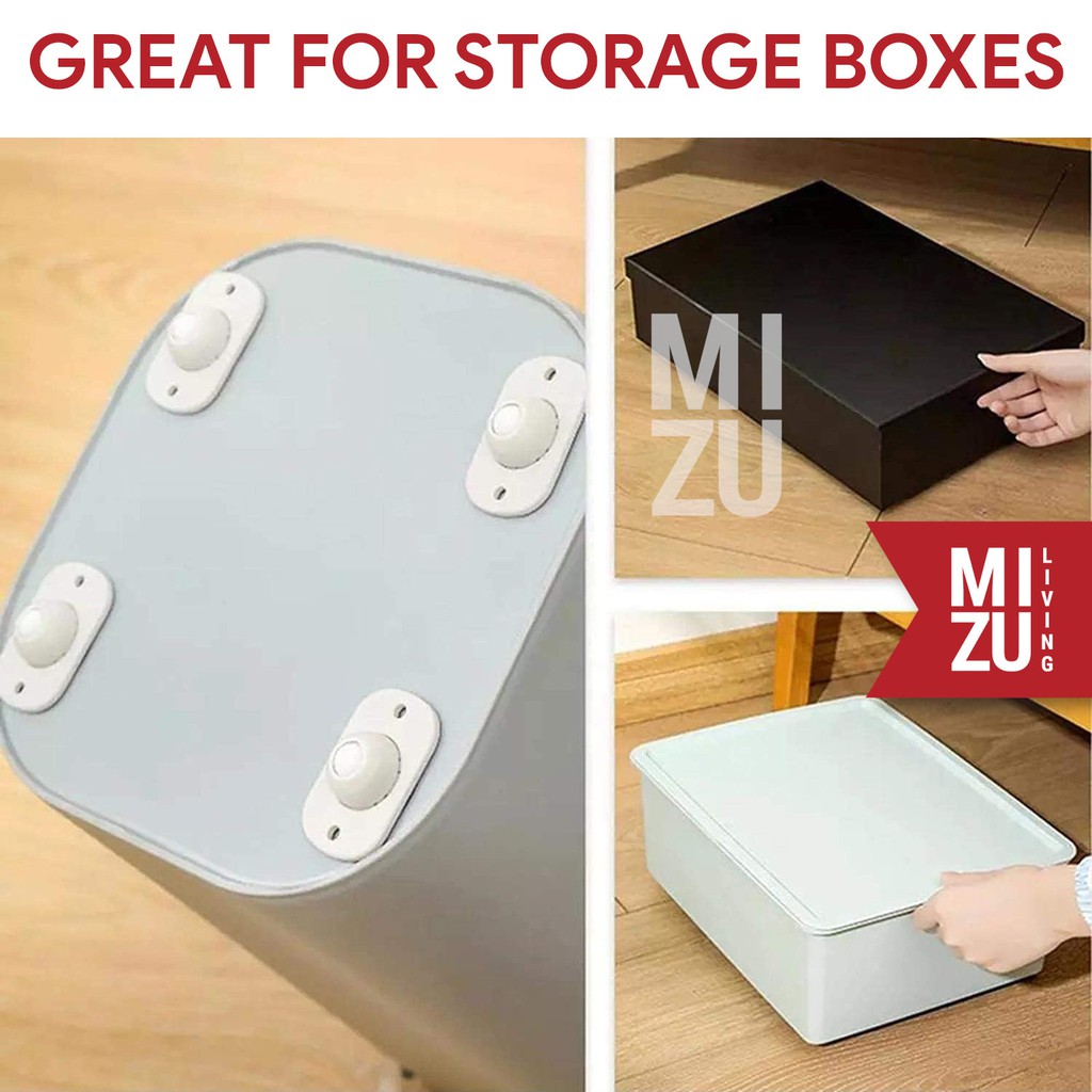 MIZU JIKUKE 4PCS 360° Roda Tempel Stick On Furniture Storage Caster Stainless Steel Bearing Wheels