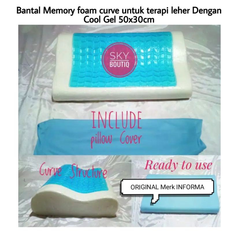 INFORMA BANTAL Mini CONTOUR COOL GEL / BANTAL KESEHATAN MEMORY FOAM / BANTAL TIDUR TERAPI LEHER
