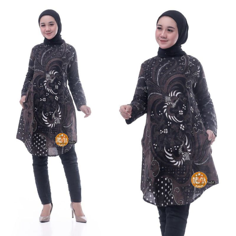 Batik wanita ASJ SA HRB026 Kenongo Kemeja Tosca Pendek-Tunik Cucakrowo