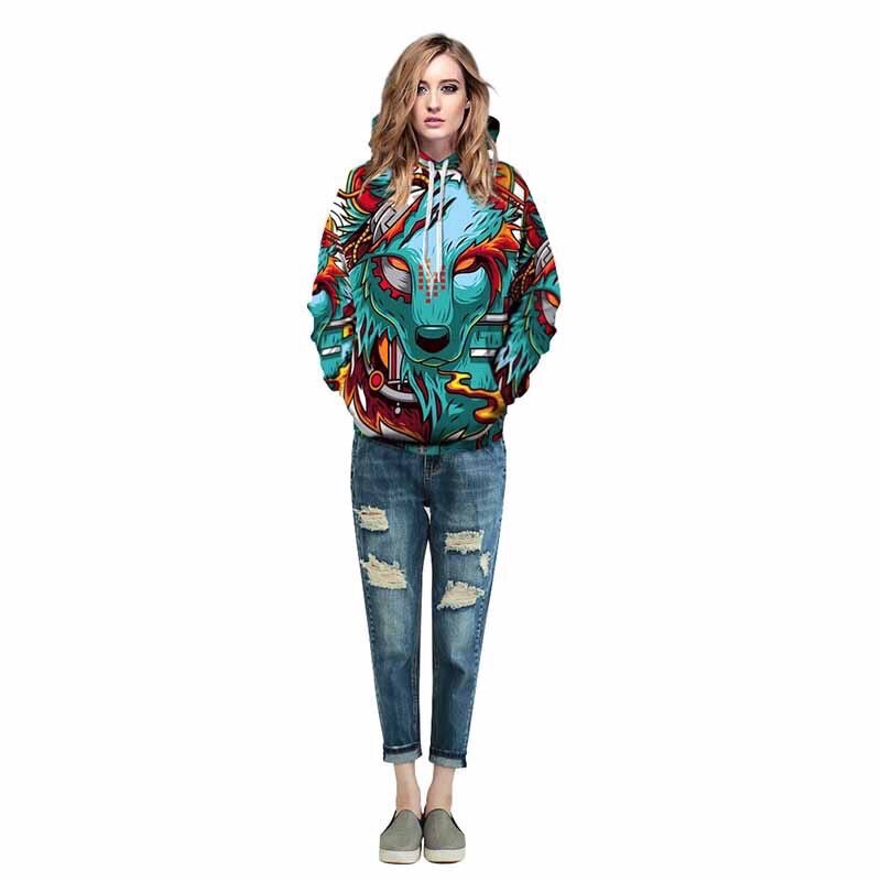 SWEATER KAOS HOODIE TIPIS IMPORT PRIA WANITA EROPA AMERIKA PRINT WOLF SERIGALA 3D WL1