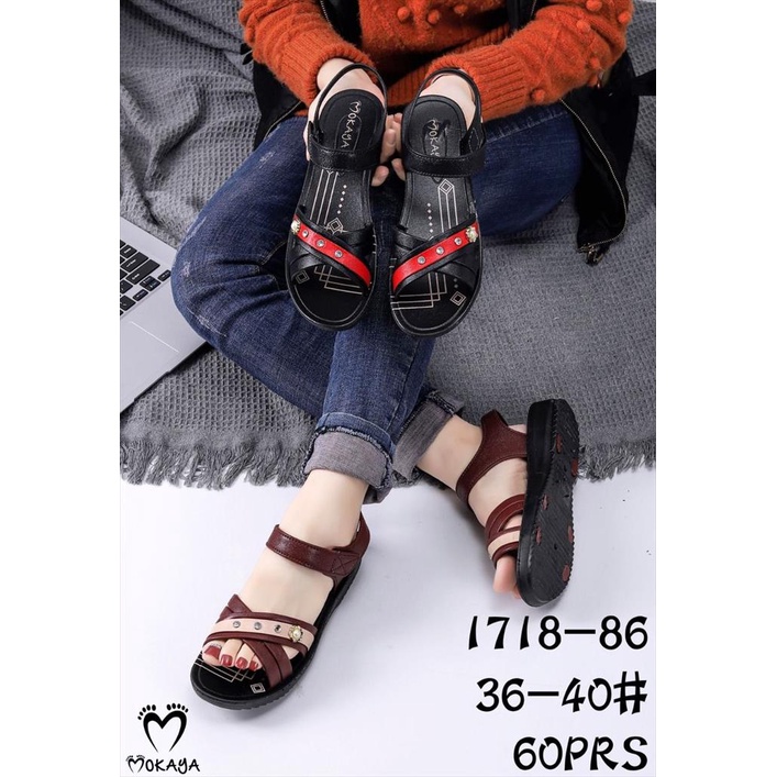 Sandal Let  / Sandal Sepatu Jelly Wanita Ban Silang Permata Elegant Cantik Import Mokaya / Size 36-40 (1718-86)